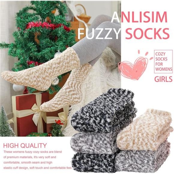 Non Slip Fuzzy Grip Socks Hospital Slipper With Grippers Winter Anti Skid Socks - Picture 3 of 6